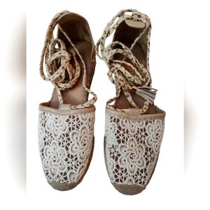 Nanette Lepore Crochet Lace Espiradilla Sandals with long leg ties